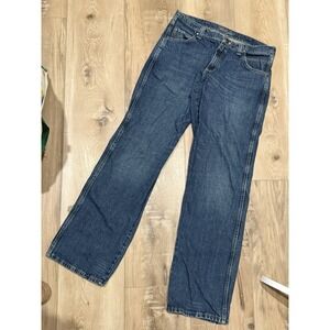 Wrangler  Men's Straight Leg Cotton Jeans Stretch Denim‎ Solid Size 35x34 Blue